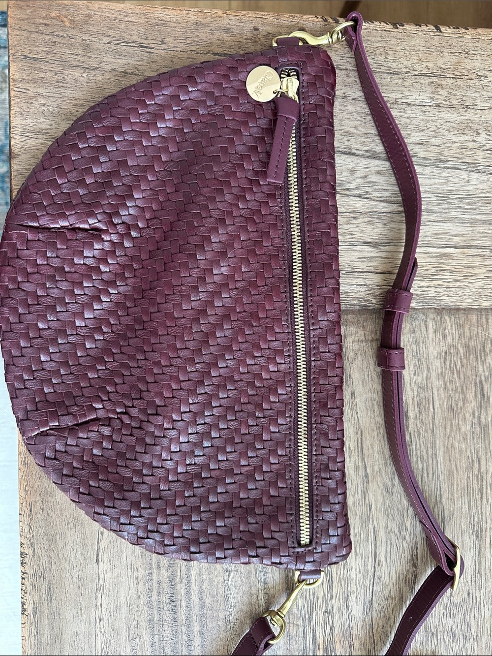 Clare V Woven Leather Crossbody - Cassis - Picture 3 of 5